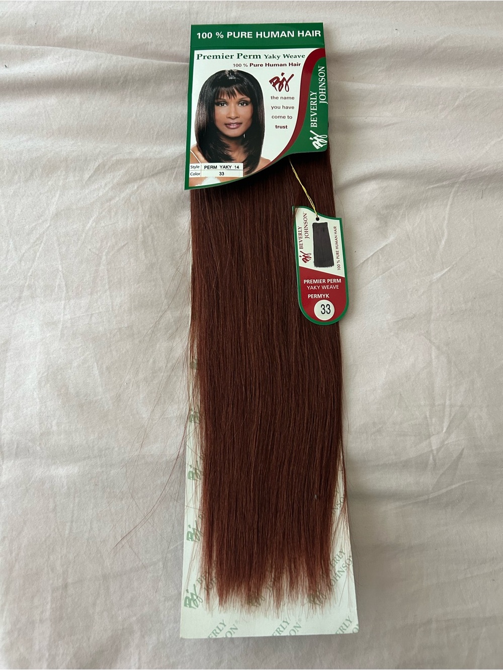Human Hair Premier Perm Yaky Straight 14 inch Extensions Color 33